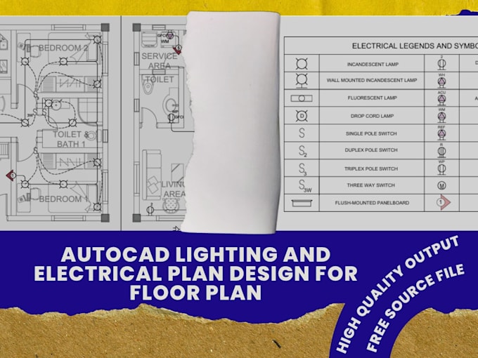 autocad lighting and electrical plan design for floor plan