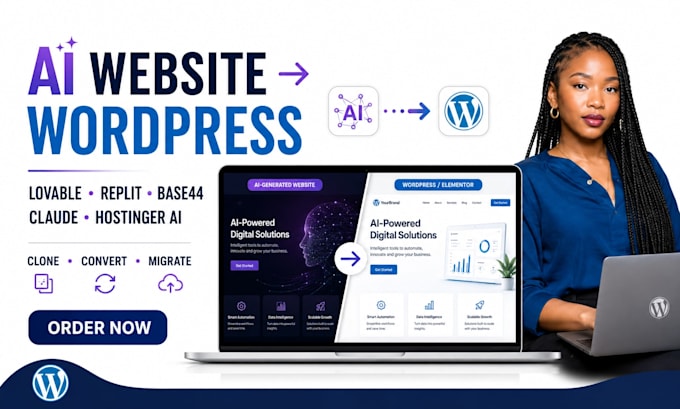 convert clone lovable replit base44 claude durable hostinger ai to wordpress