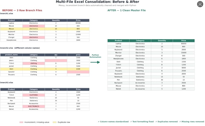 merge and  clean  multiple excel files using python