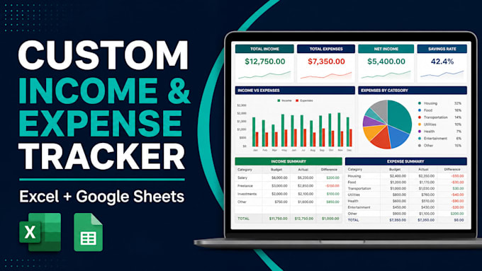 build a custom income and expense tracker in excel or google sheets