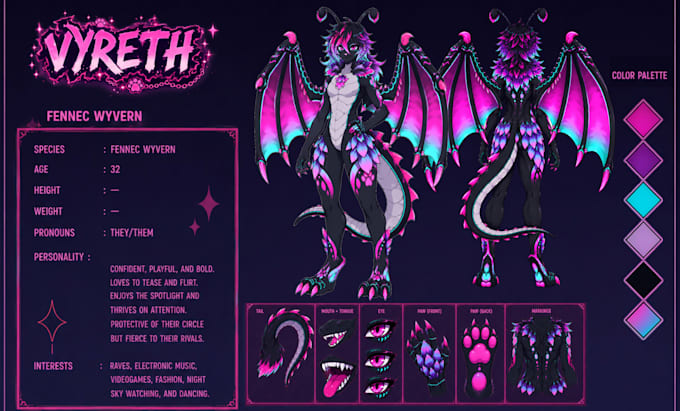 draw furry reference sheet for your character, furry, fursona