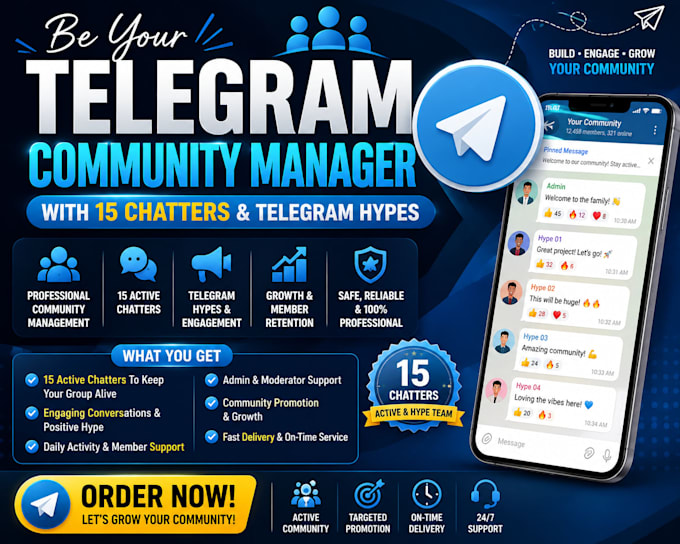 be your telegram community manager with 15 chatter telegram hypes