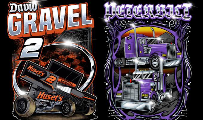 draw racing illustration for tshirt design
