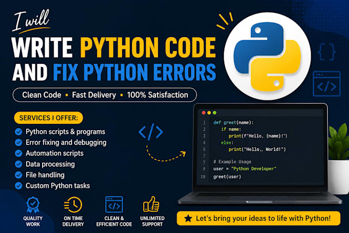 write python code and fix python errors