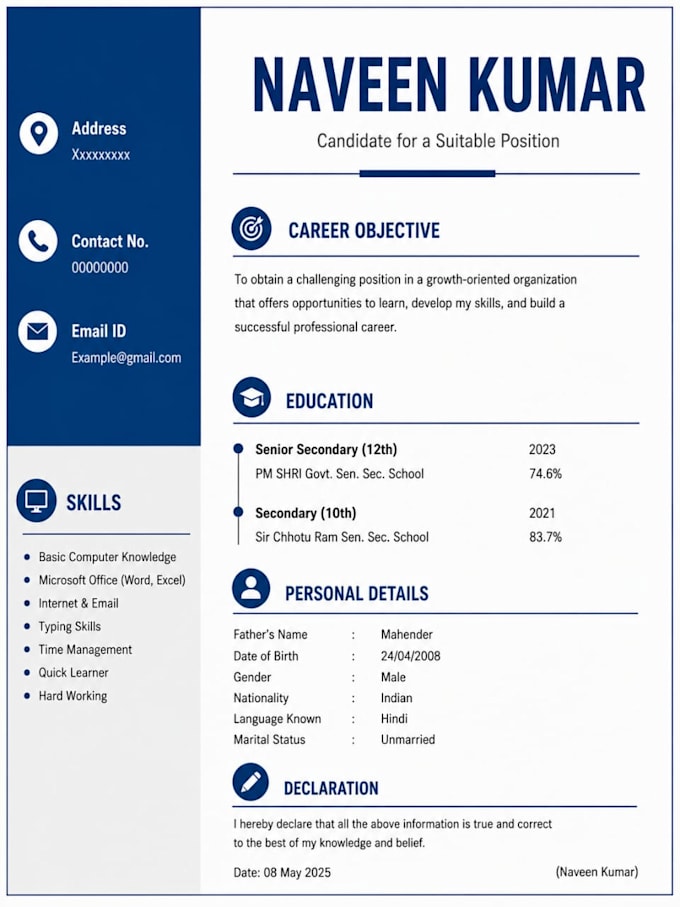design a professional resume and cv