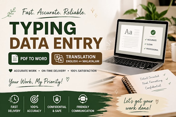 do typing data entry PDF to word conversion and translation