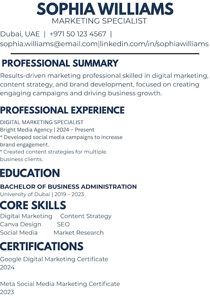 design a professional CV or resume