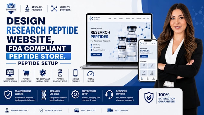 design research peptide website, fda compliant peptide store, peptide setup
