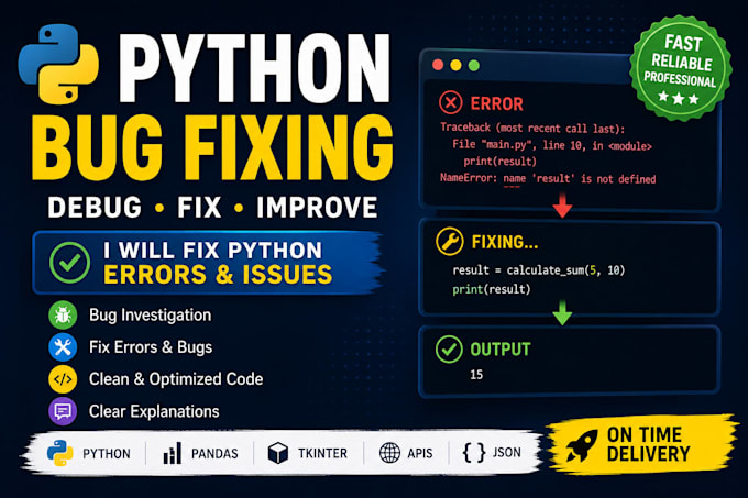 fix python bugs, errors and issues in your code