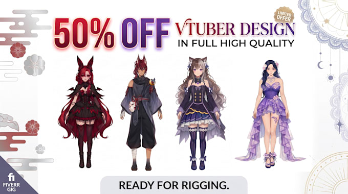 do professional vtuber model design ready for rigging
