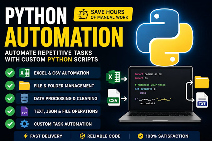 automate repetitive excel, CSV, file management and data entrytasks