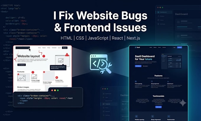 fix your react or next js website bugs, errors and responsiveness issues
