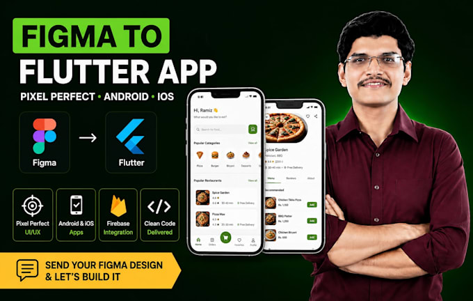 design flutter apps, convert figma to flutter app, android, and ios app