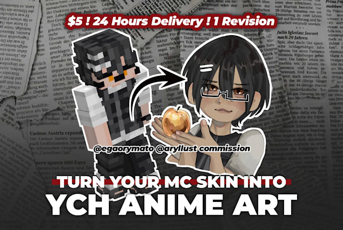 turn your minecraft skin into ych anime art