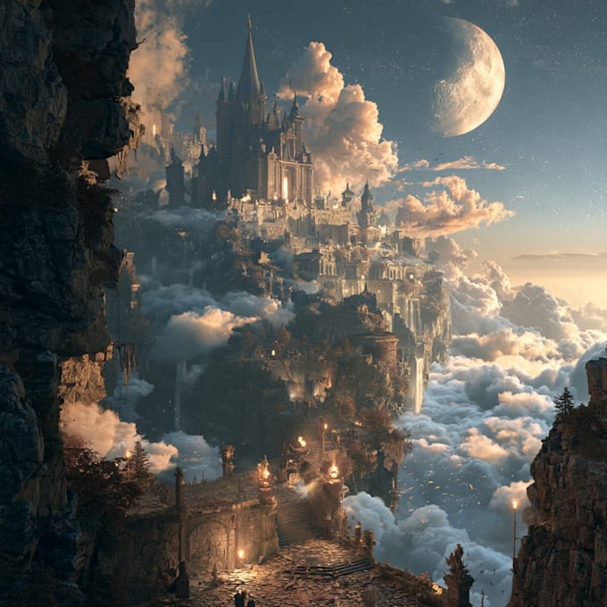 create dark fantasy art illustration for albums cover