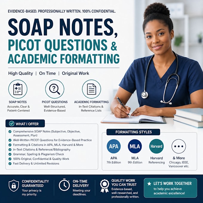 create professional soap notes and picot nursing research questions