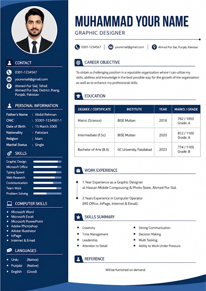 make a professional cv for jobs