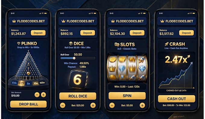 develop crypto gaming platform with crash plinko dice game