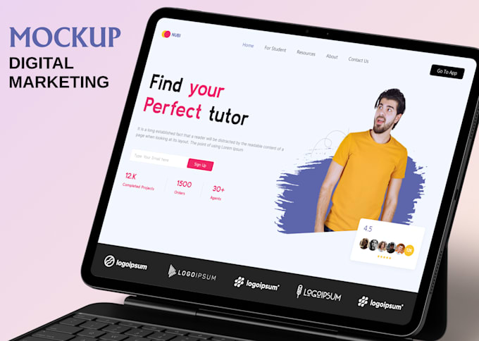 create a modern digital marketing website mockup