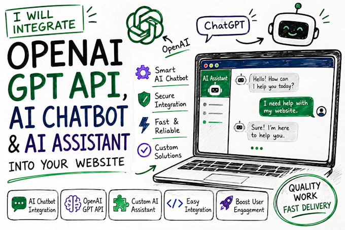integrate openai gpt API, ai chatbot and ai assistant into your website