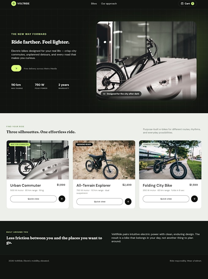 create a modern custom brand website with responsive UI