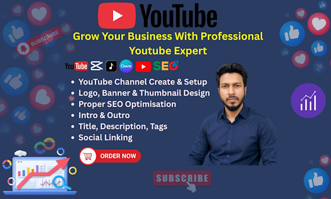 do a youtube channel setup, banner design and SEO optimization