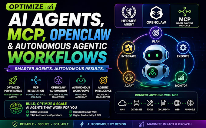 optimize hermes agent, openclaw, mcp ai agents autonomous workflows agentic