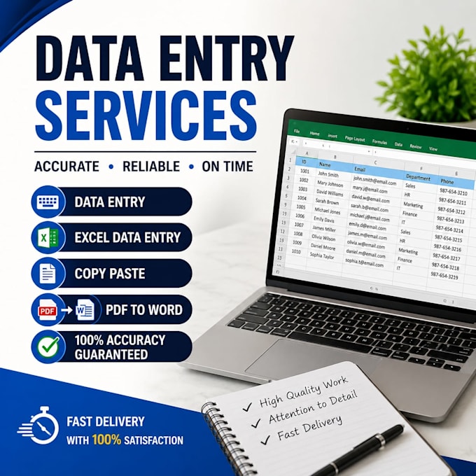any type of data entry , typing work ,keeping track of data