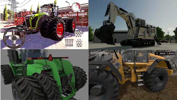 model construction equipment, tractor, 3d farming simulator, heavy machinery