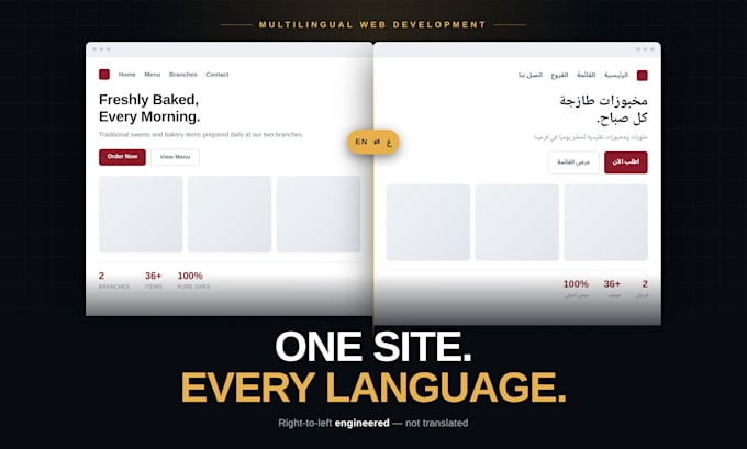 build a multilingual arabic english website with rtl design