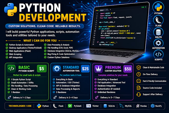 custom python scripts and desktop applications