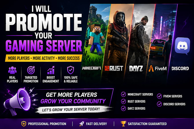 promote your minecraft, rust, dayz, fivem or discord server