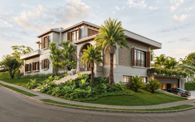 cgi exterior renders for social media, construction plan for hillside building