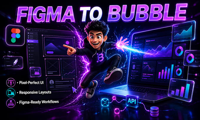 design figma ui ux, convert figma to bubble, fix bugs and optimize speed