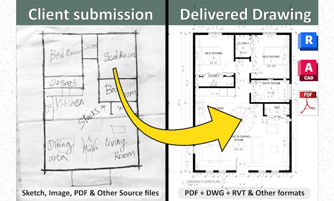 create architectural floor plans and construction drawings