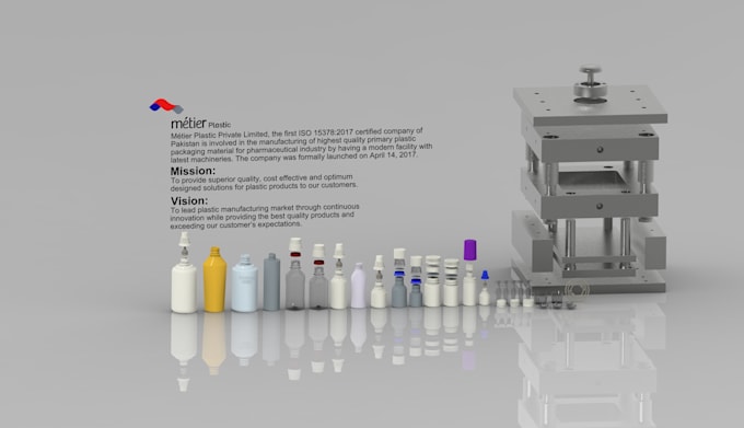 create 3d cad models and renderings of bottles, caps