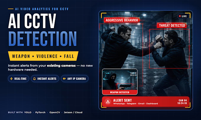 build ai cctv video analytics for fall weapon and violence detection