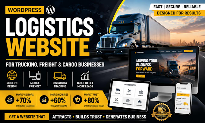 design wordpress logistics website for trucking freight cargo website