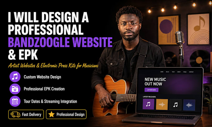 design a professional bandzoogle website and epk for musicians