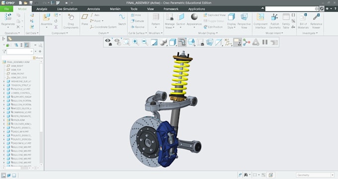 create 3d models and assemblies in PTC creo cad