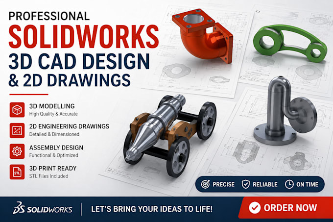 do 3d cad design, 3d product design in solidworks and catia