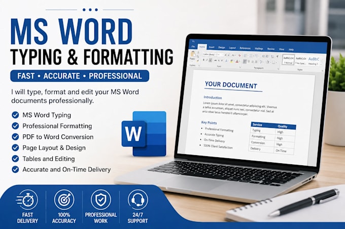do ms word typing and professional document formatting