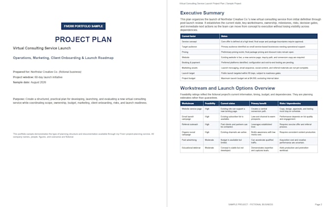 create a professional project plans, briefs, and roadmaps