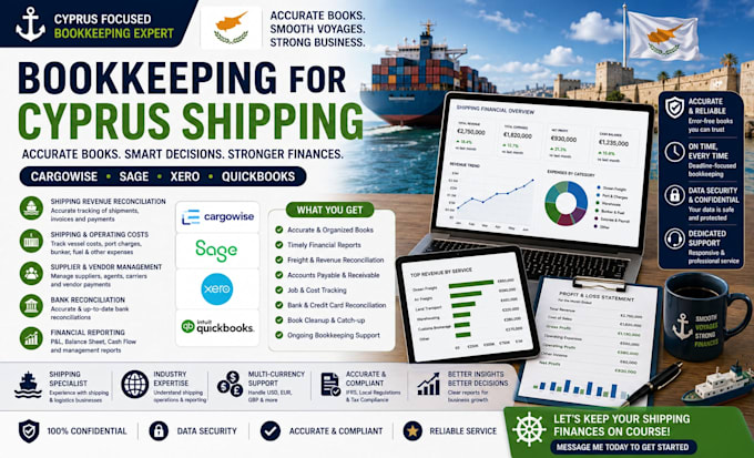 do bookkeeping for cyprus shipping using cargowise, sage or xero with quickbooks