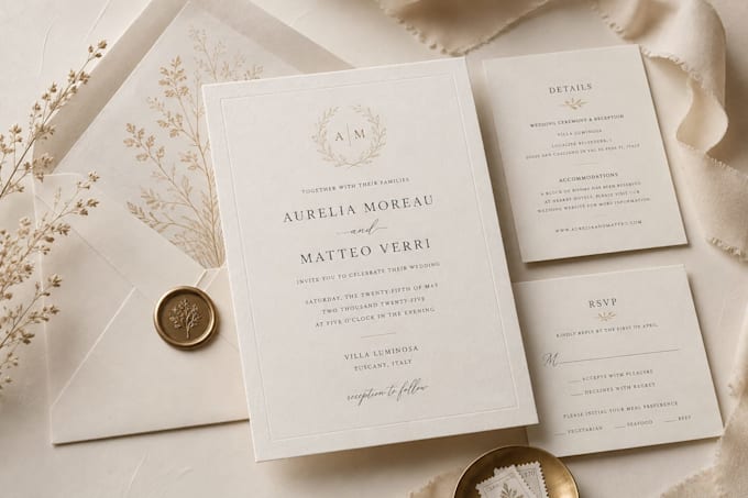design luxury wedding invitations with elegant custom calligraphy