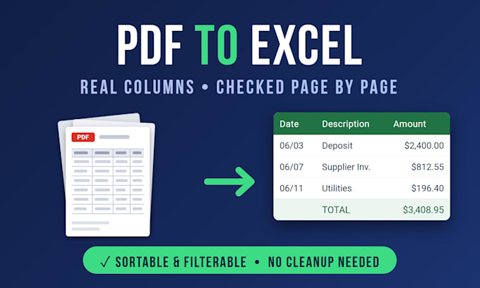 convert PDF, scanned tables, or images to excel with verified accuracy