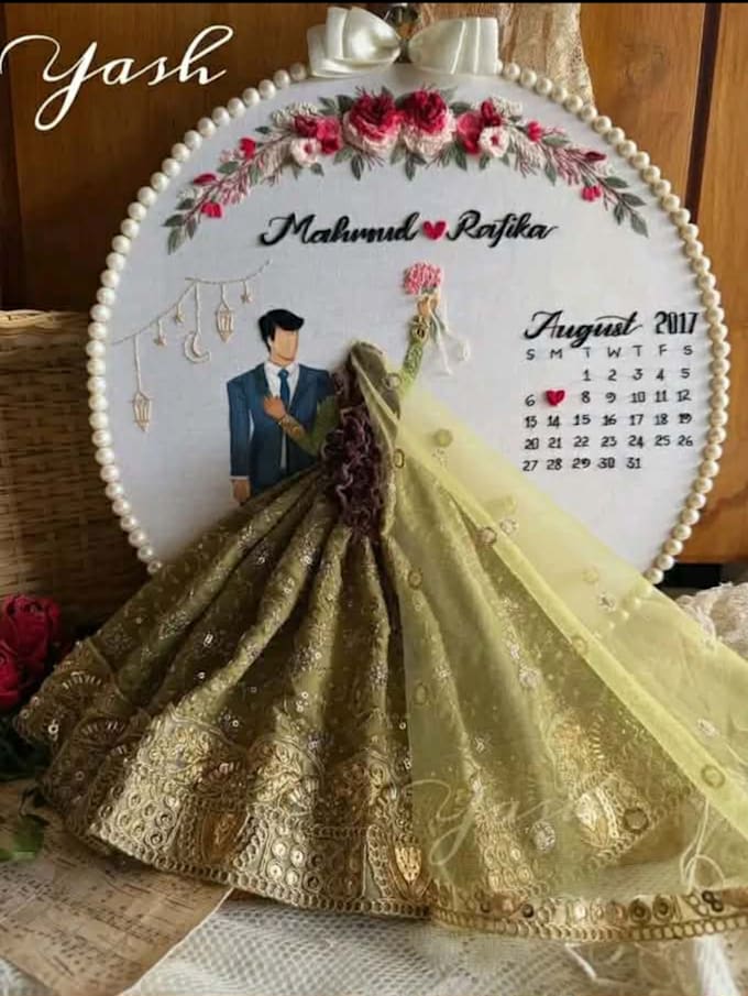 create custom hand embroidered name hoop art for gift