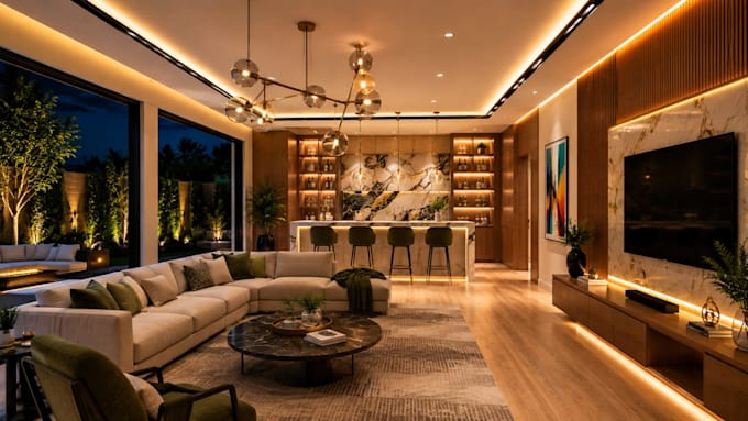 create realistic interior design, exterior and lighting design