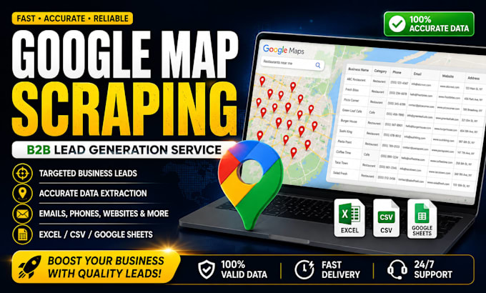 google maps scrapping, data scraping, b2b lead generation service