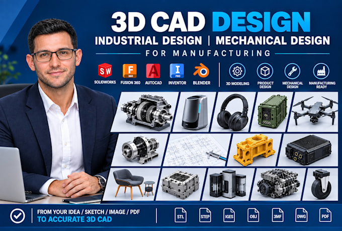 3d cad design industrial product design mechanical part design for manufacturing
